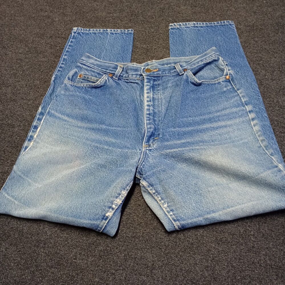 Vintage Lee Jeans‎ Women 16 Med Blue Union Made Mom Pants Distressed Fade Out